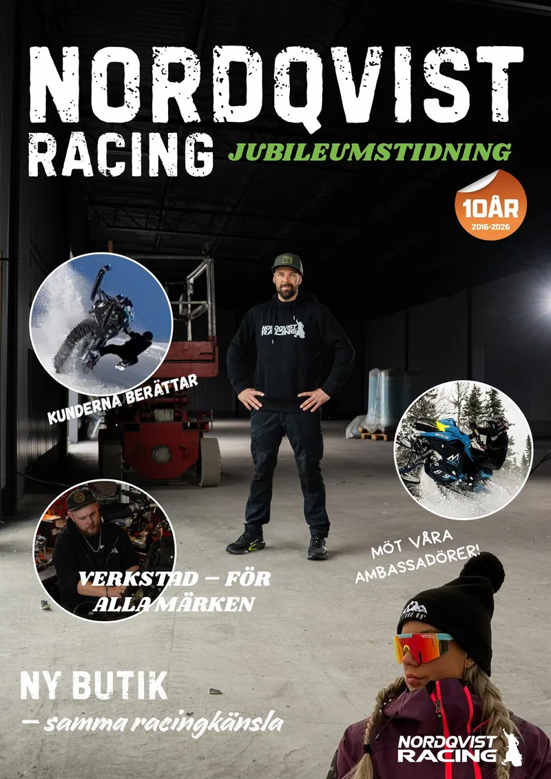 Omslaget till Nordqvist Racings jubileumstidning 2016–2026